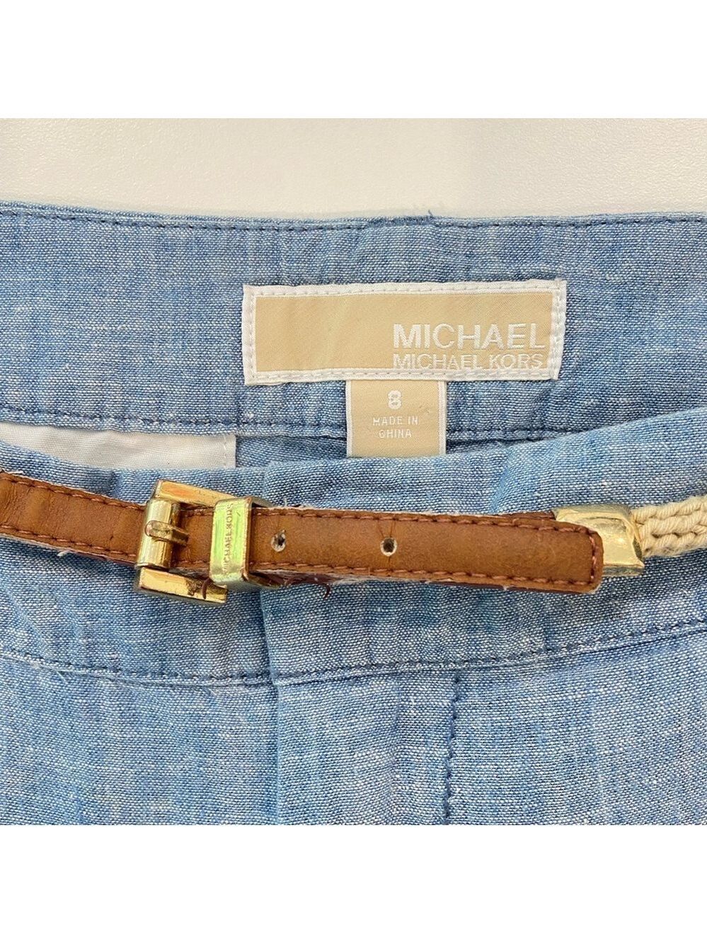 Michael Kors trousers pant wide leg light blue linen &cotton blend lightweight 8 - Picture 2 of 16